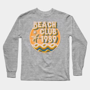 vintage retro beach club 70s 1989 with spirale orange Long Sleeve T-Shirt